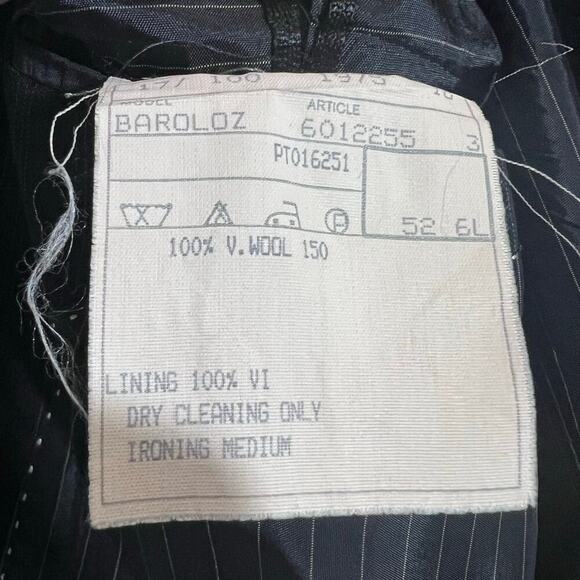 Tiglio Baroloz 100% Virgin Wool 150 Black Pin Striped Men’s Suit Jacket Long VTG - Picture 4 of 10